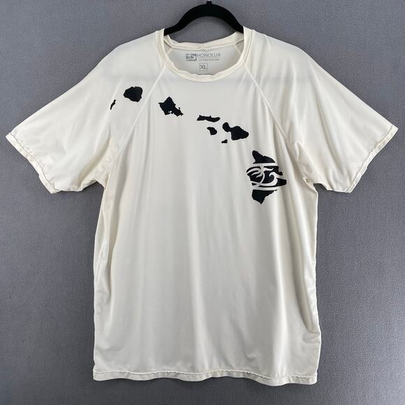 Honalua Surf Co Rash Guard Mens XL White UV Protection Graphic Hawaii Beach Swim - Picture 1 of 12